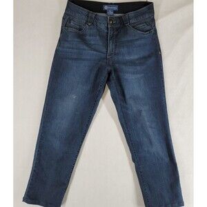 Democracy Ab Solution Womens 8 Petite Straight Leg Dark Wash Mid Rise Jeans